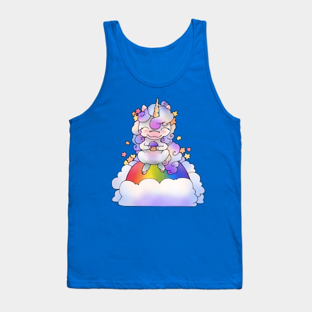 Kawaii Unicorn Cupcake Cloud (and Rainbow!) Tank Top by LyddieDoodles